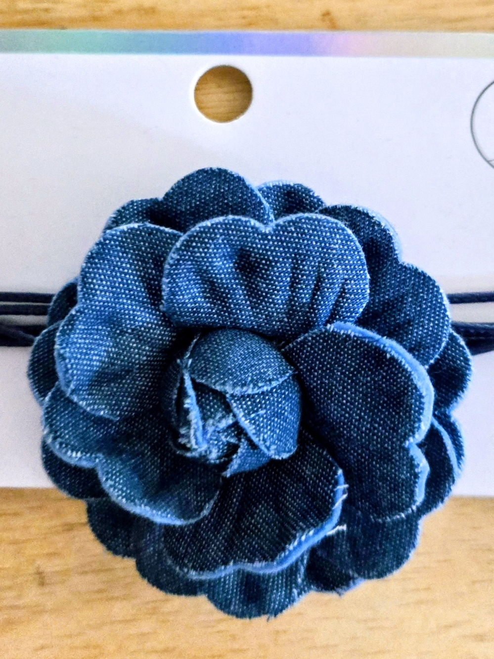 Denim Flower Choker- Blue